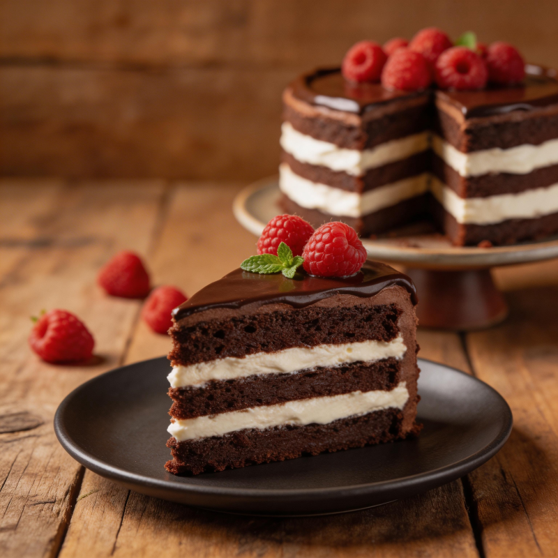 巧克力蛋糕配覆盆子图片