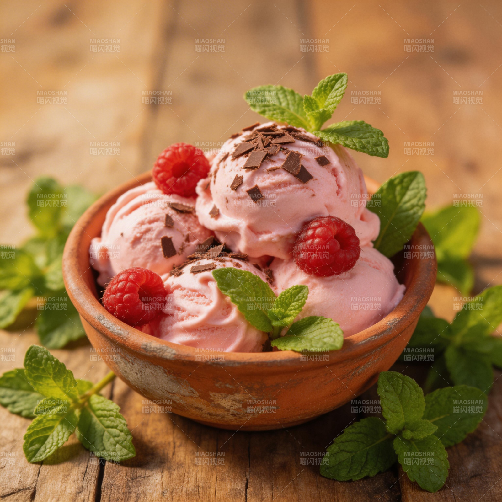 覆盆子冰淇淋图片
