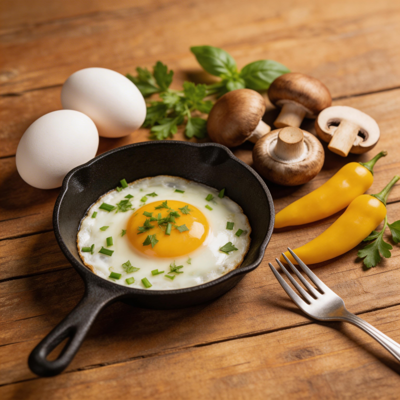 煎蛋配香草与食材图片