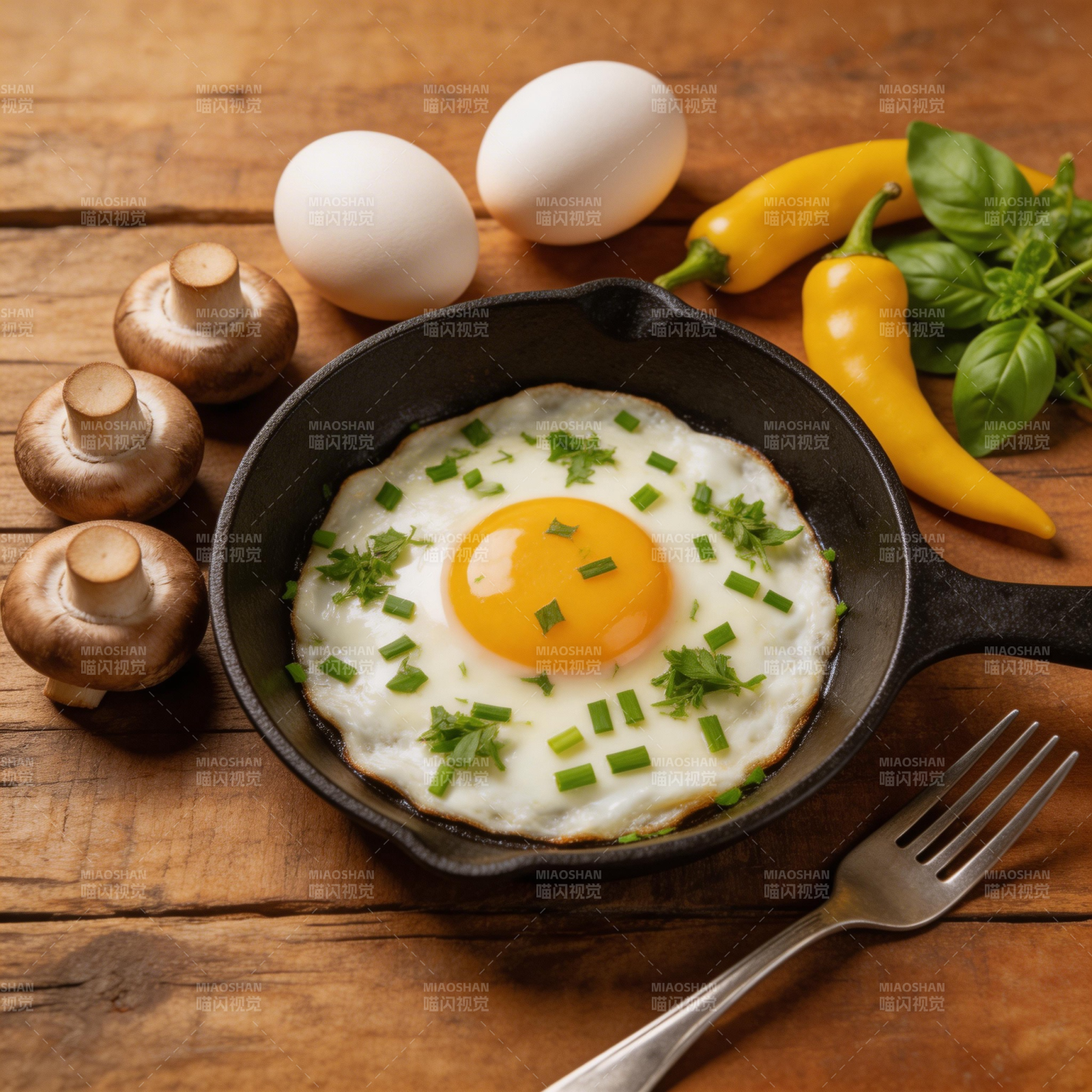 煎蛋配香草图片