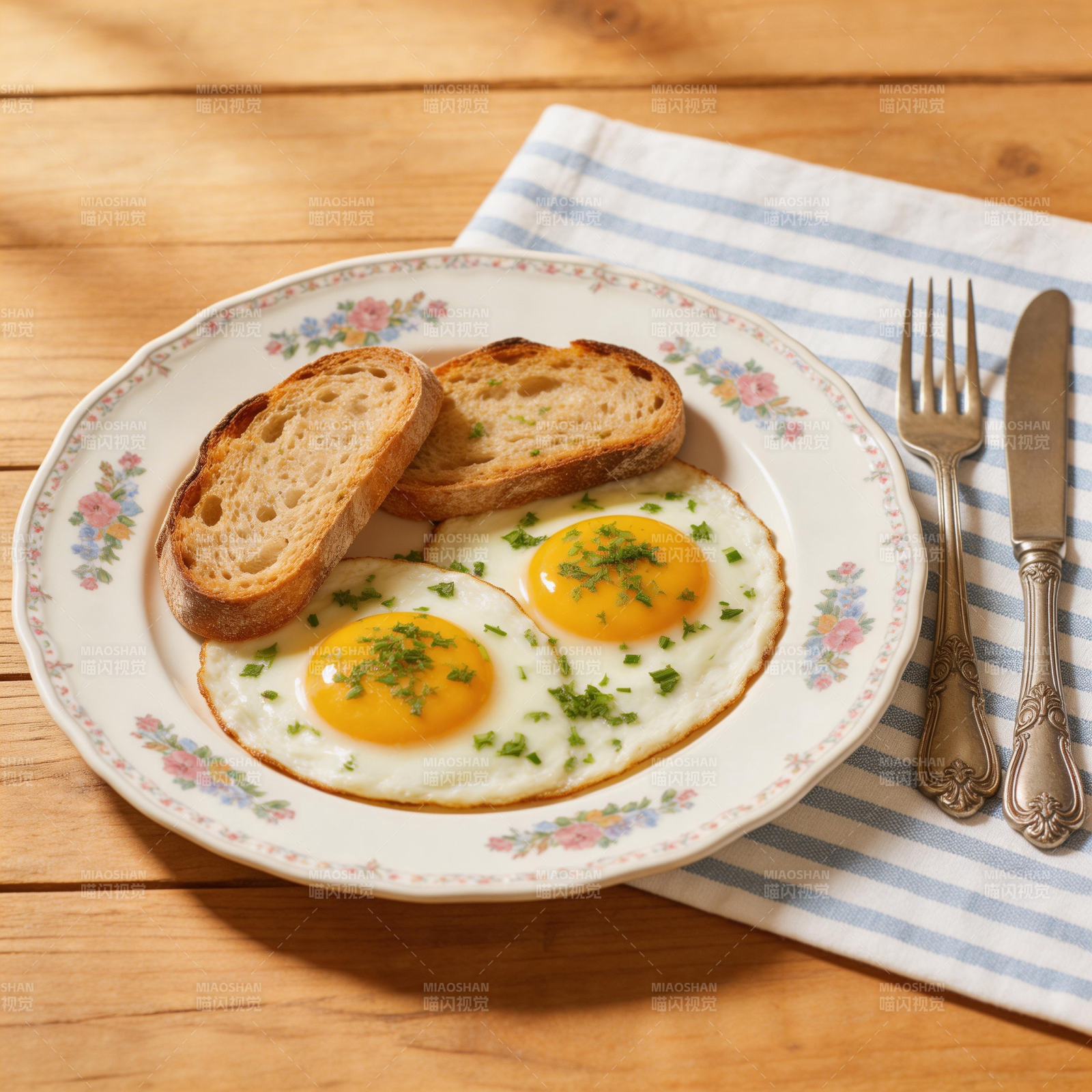 煎蛋配吐司图片
