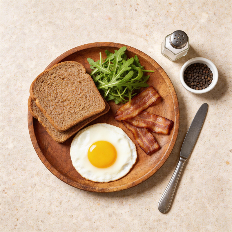 早餐盘 蛋 培根与吐司图片