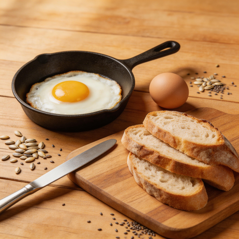 煎蛋配面包图片