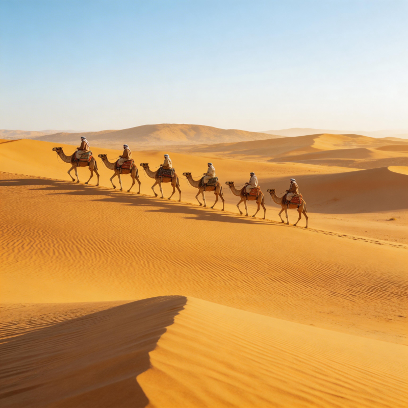 沙漠驼队行迹图片