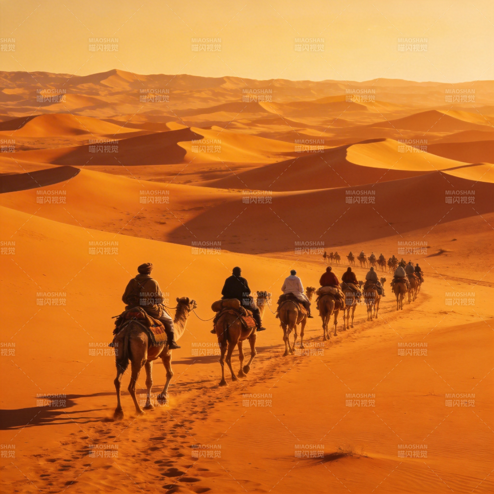 沙漠驼队行图片