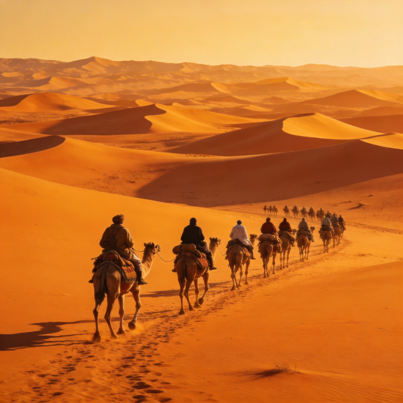沙漠驼队行图片