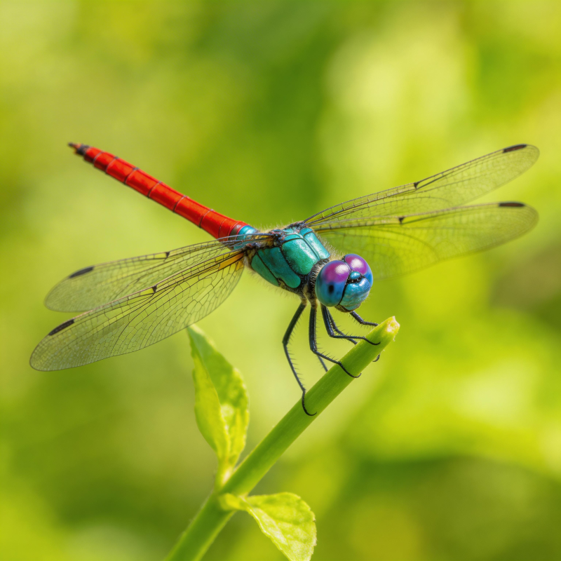 红尾蜻蜓栖枝头图片