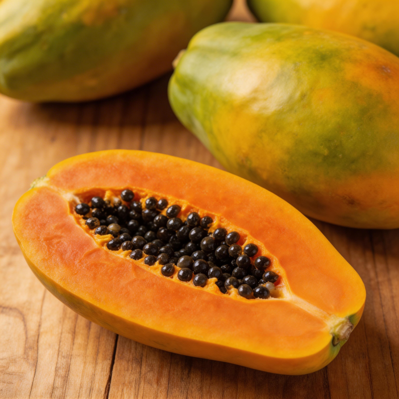 新鲜木瓜切开展示图片
