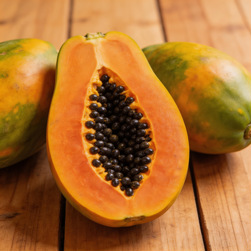 新鲜木瓜切开展示图片