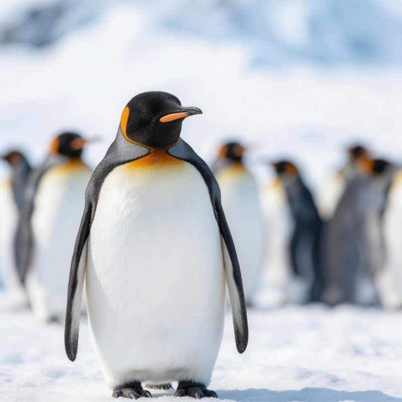 企鹅雪地行图片