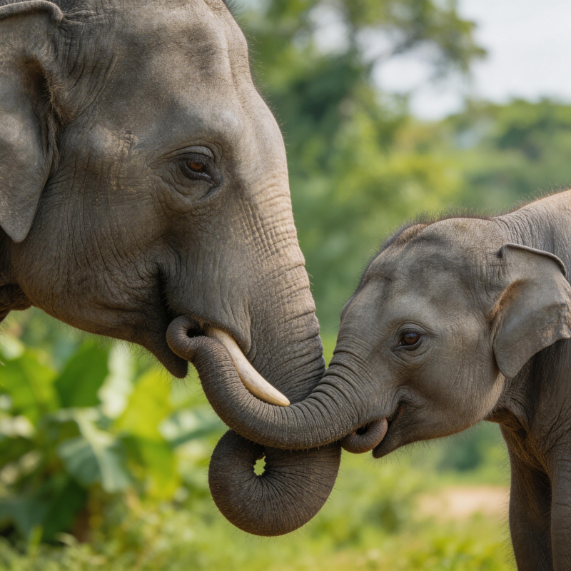 母子象亲密互动图片