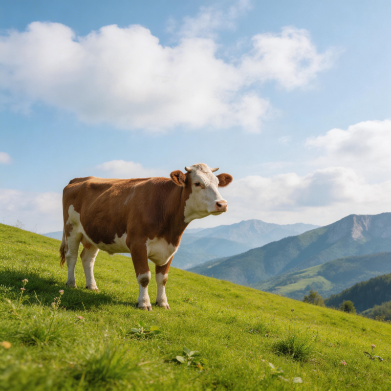 高山牧牛图图片