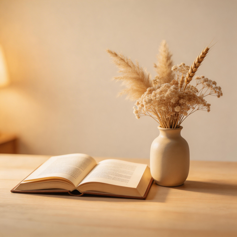 书与干花静谧时光图片