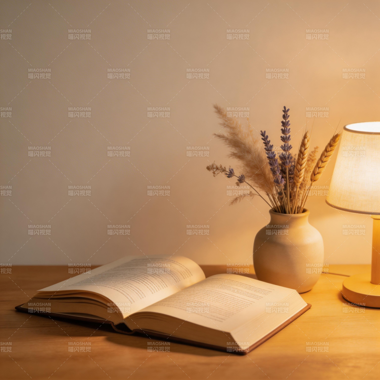 书灯伴花静读时图片