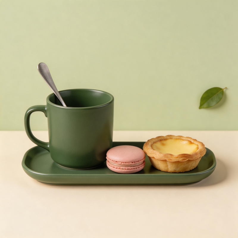 绿杯甜点托盘图片