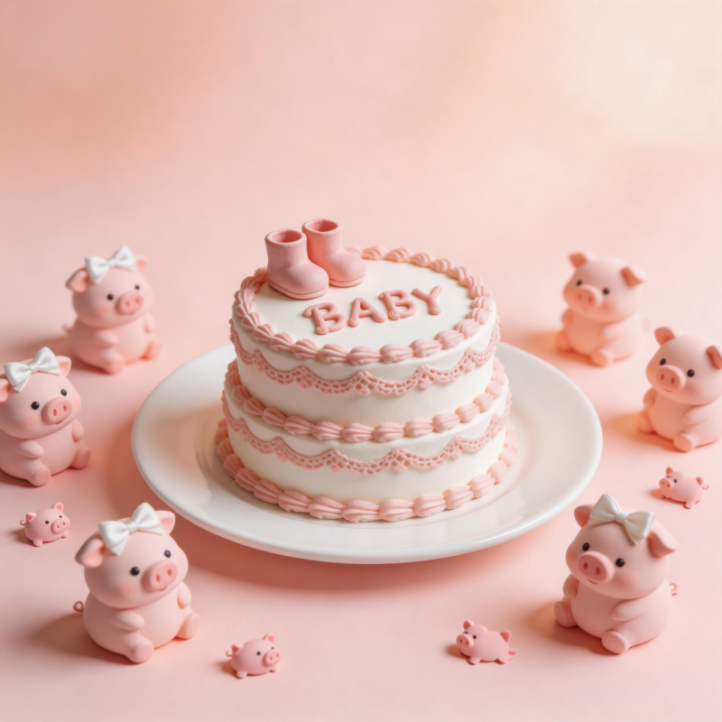 粉色小猪宝宝蛋糕图片