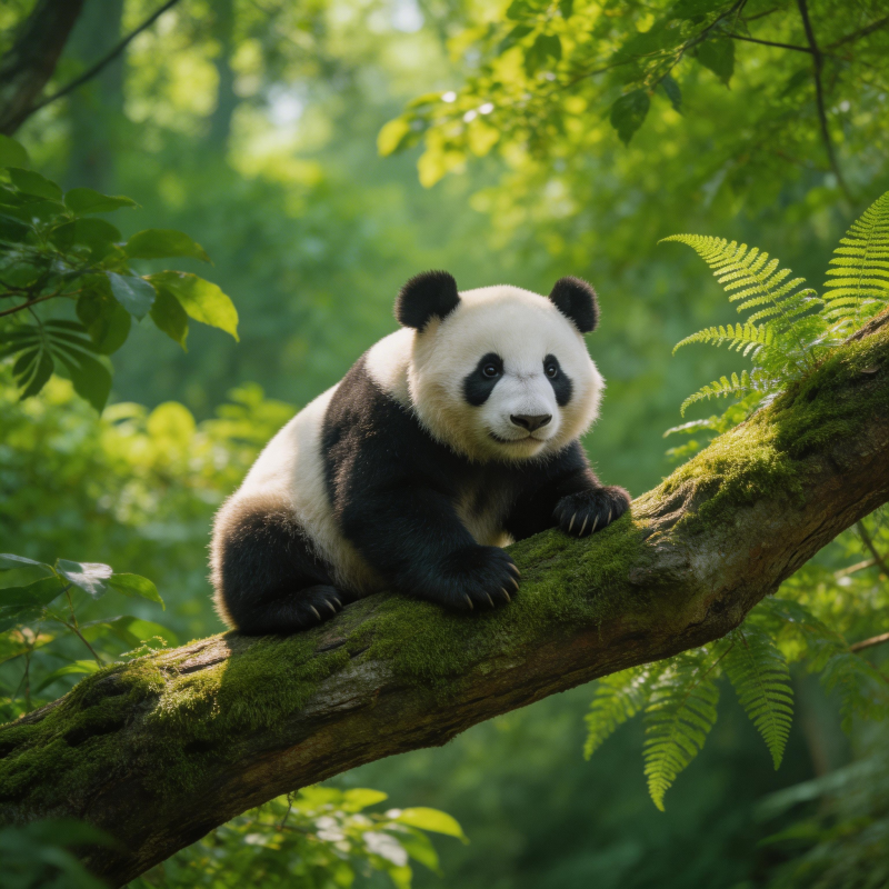 熊猫栖息树梢图片