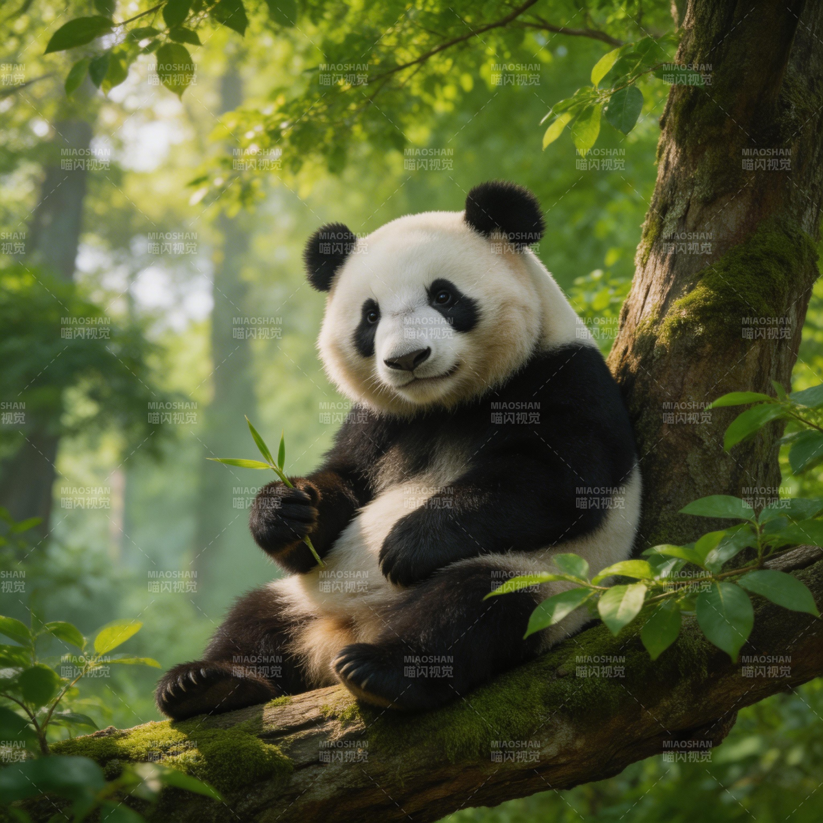 熊猫树上吃竹子图片