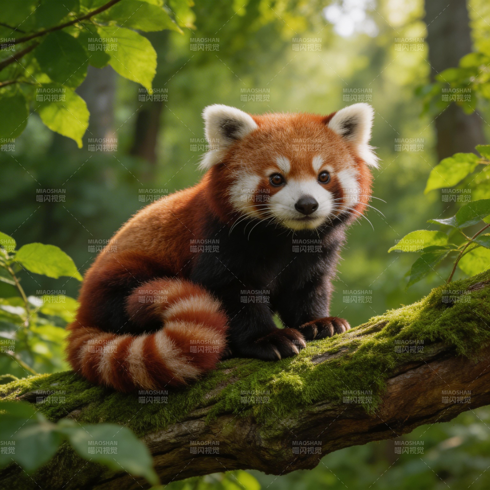 红熊猫栖息树梢图片