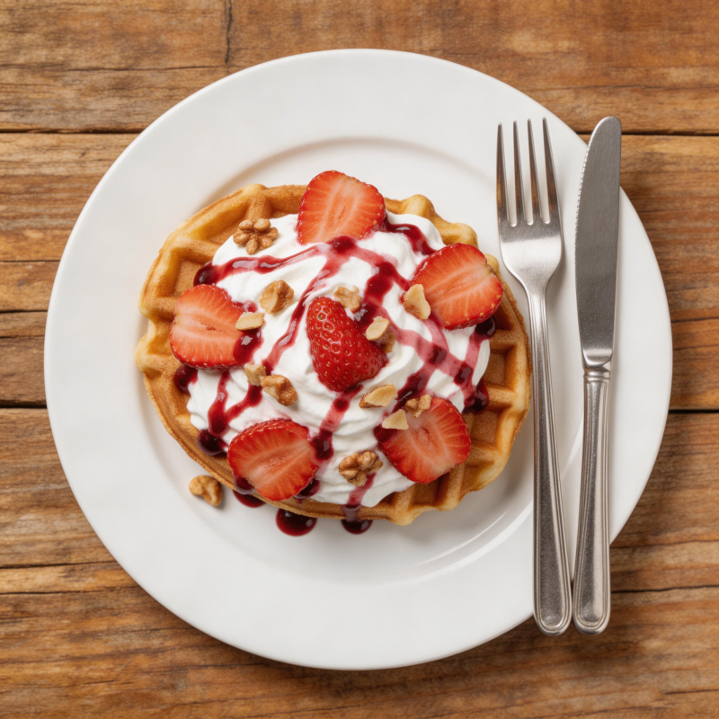 草莓奶油华夫饼图片