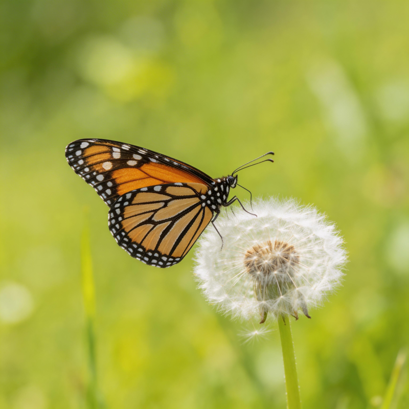 蝶舞蒲公英图片