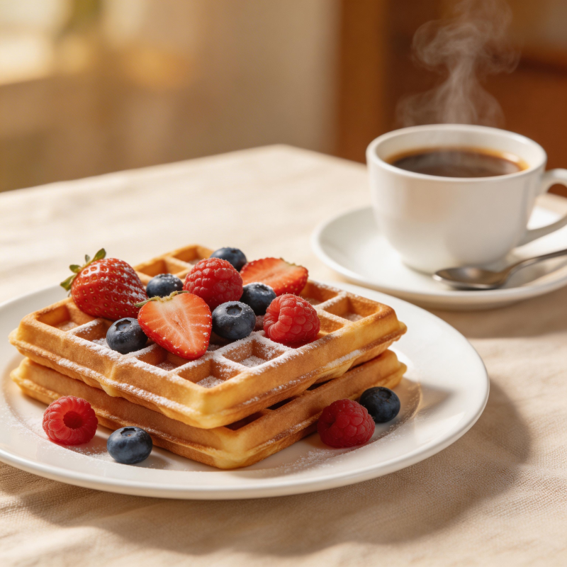 美味华夫饼早餐图片