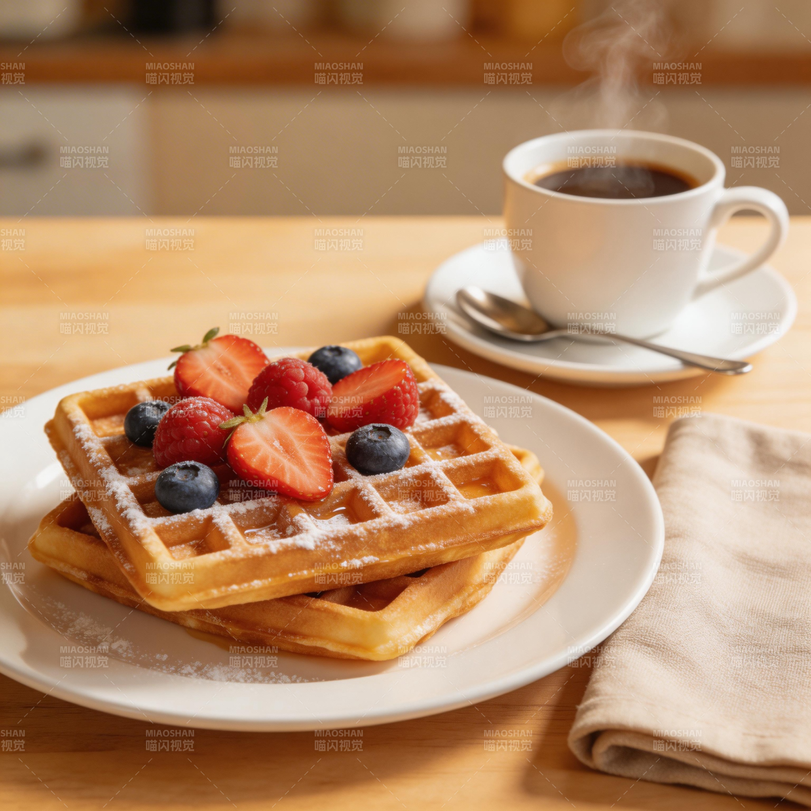 美味华夫配咖啡图片