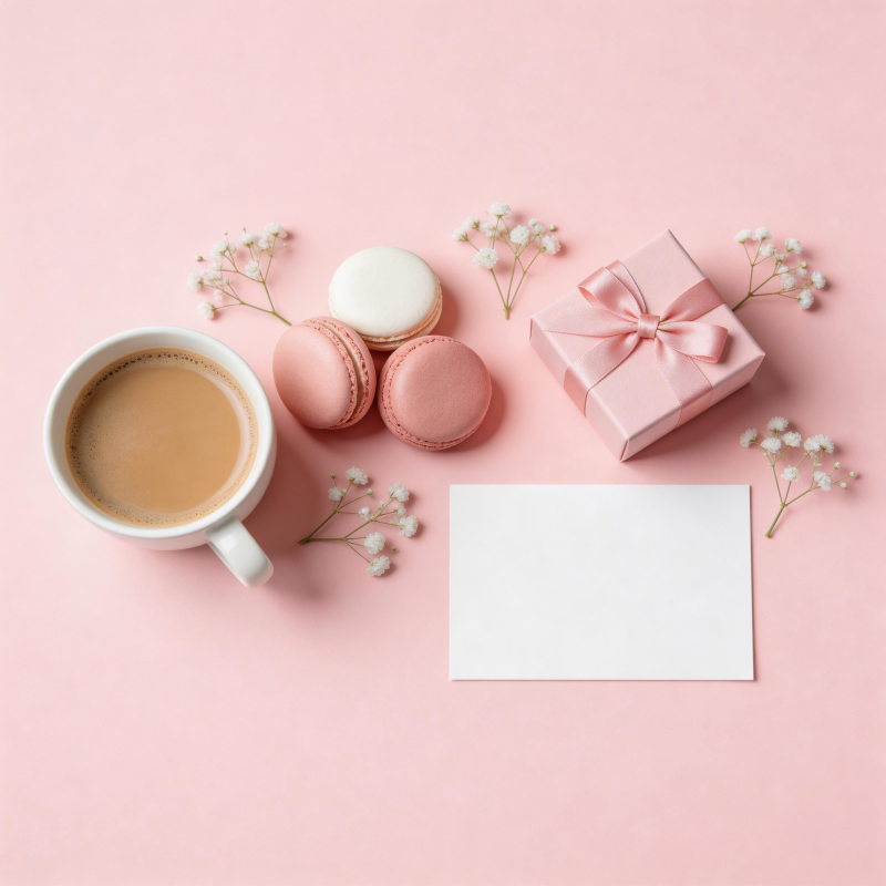 粉色甜点与咖啡图片