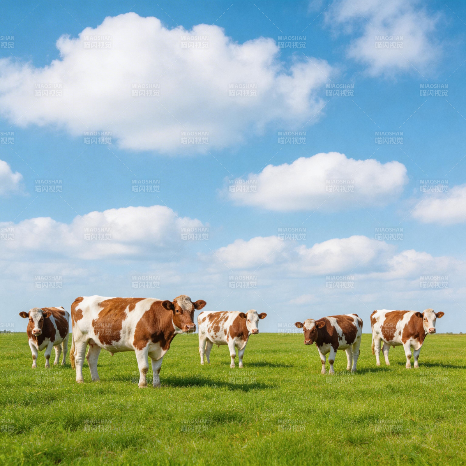 绿野牛群悠然自得图片