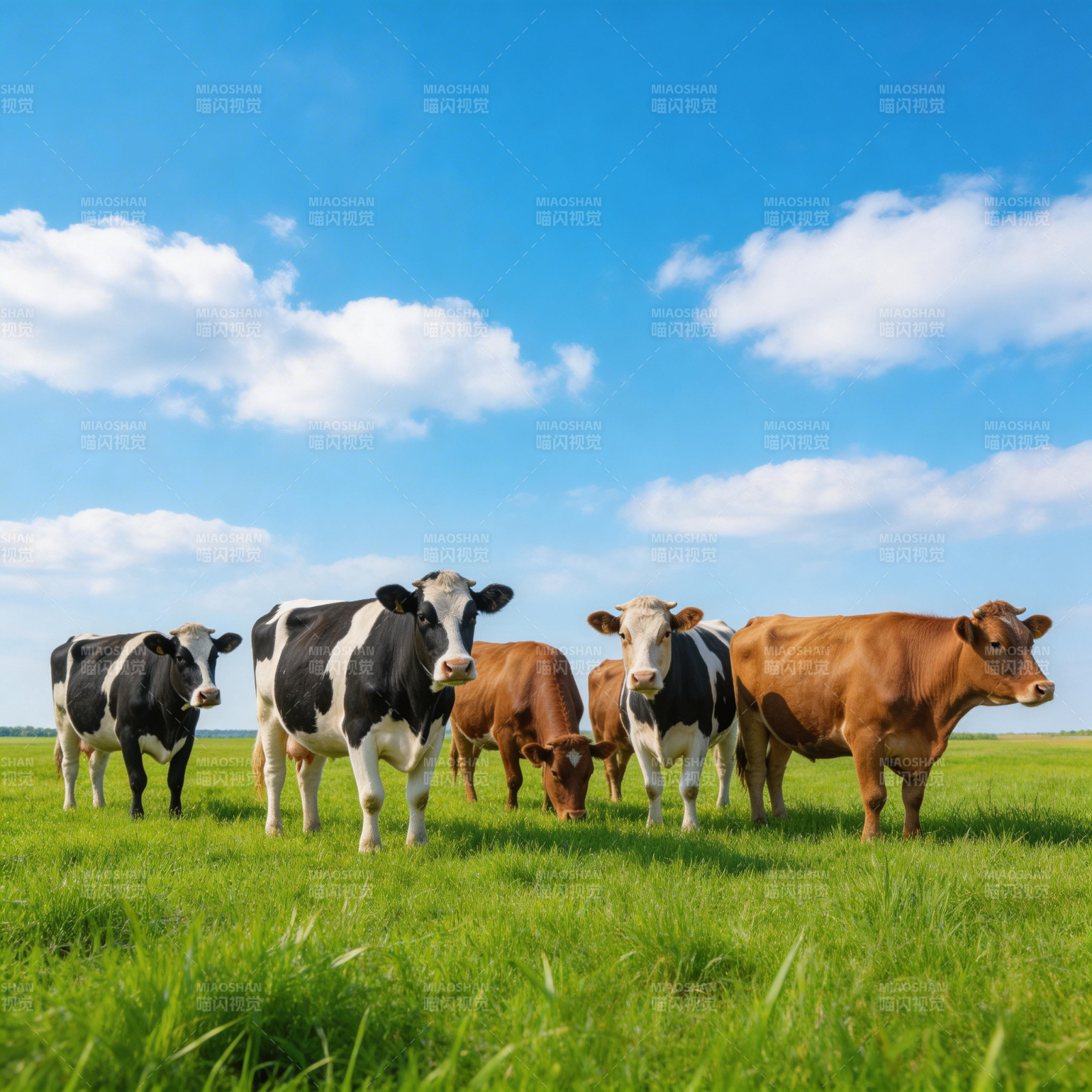 绿野牛群悠然自得图片