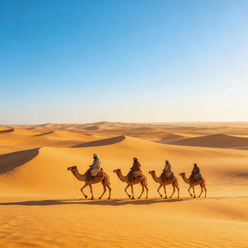 沙漠驼队行图片