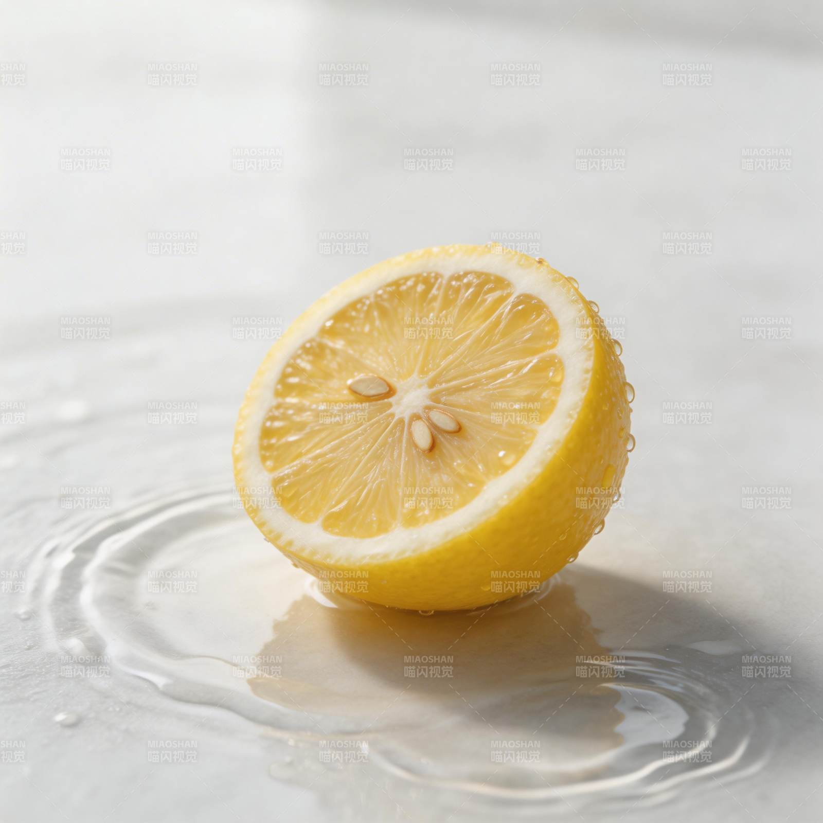 柠檬半切水波纹图片