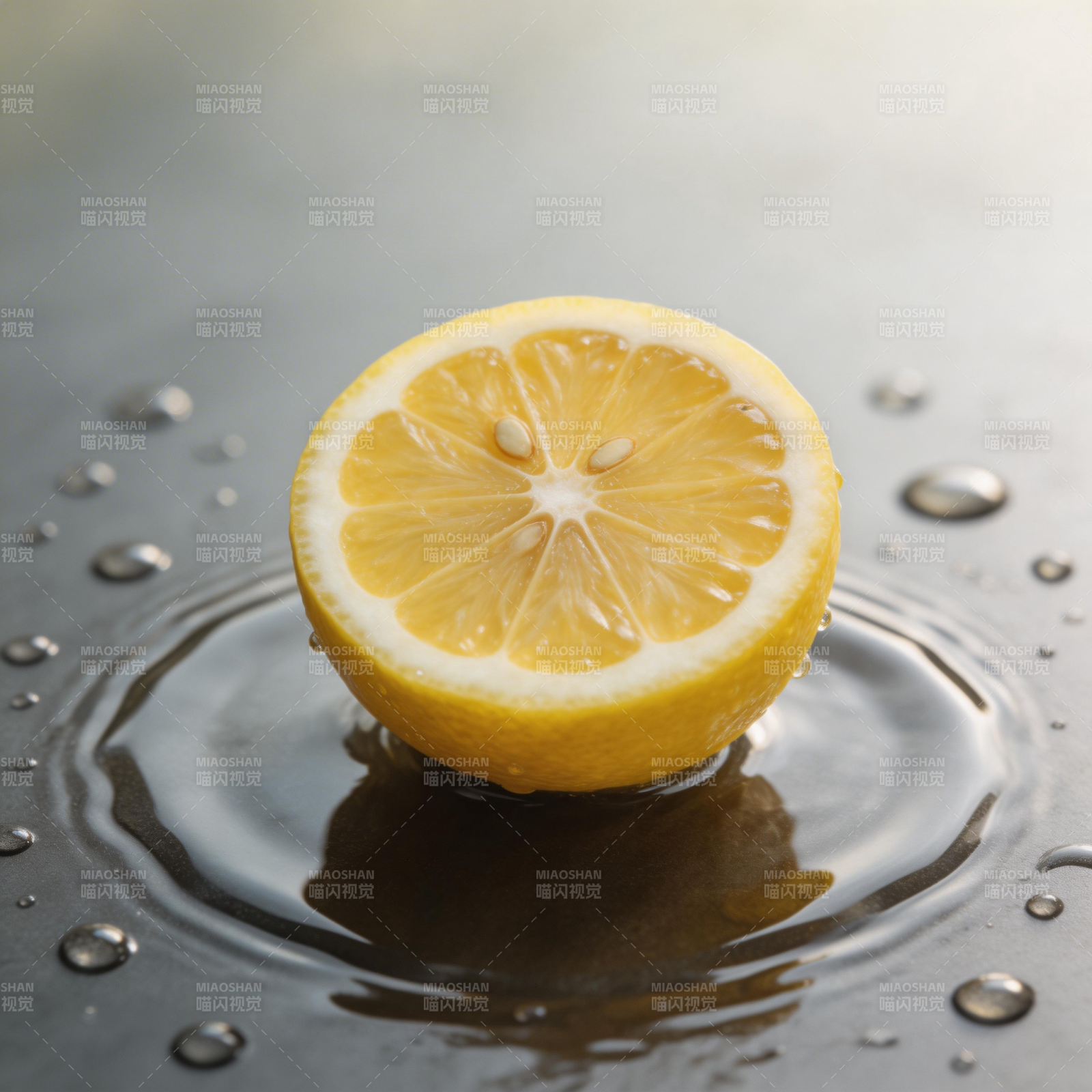 柠檬切片水滴图片