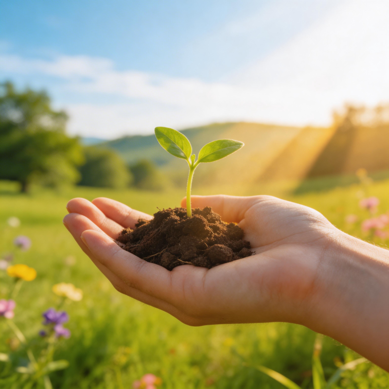 手捧新绿 希望萌发图片