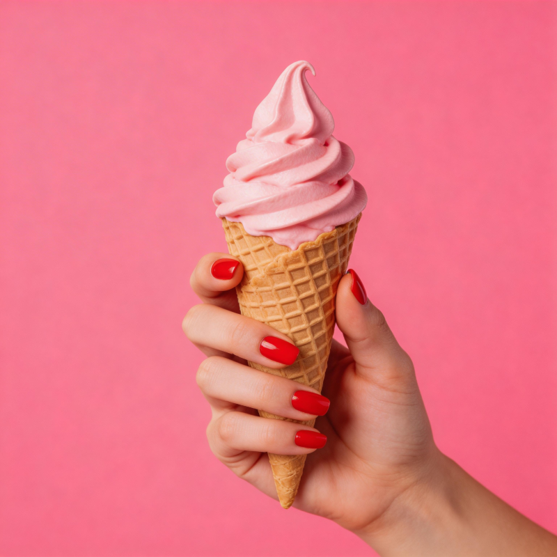 粉色冰淇淋甜筒图片