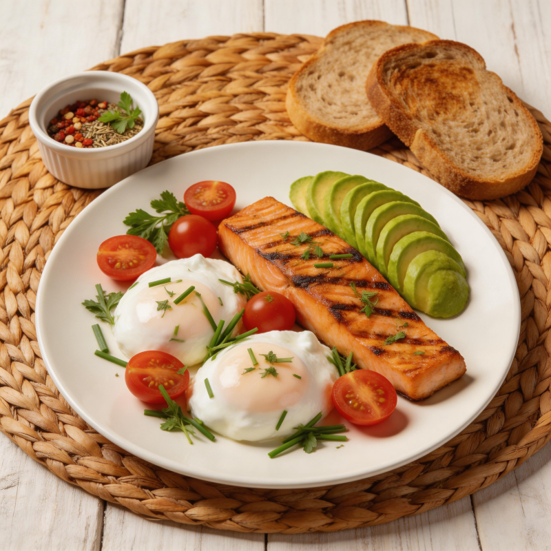 三文鱼配水煮蛋图片