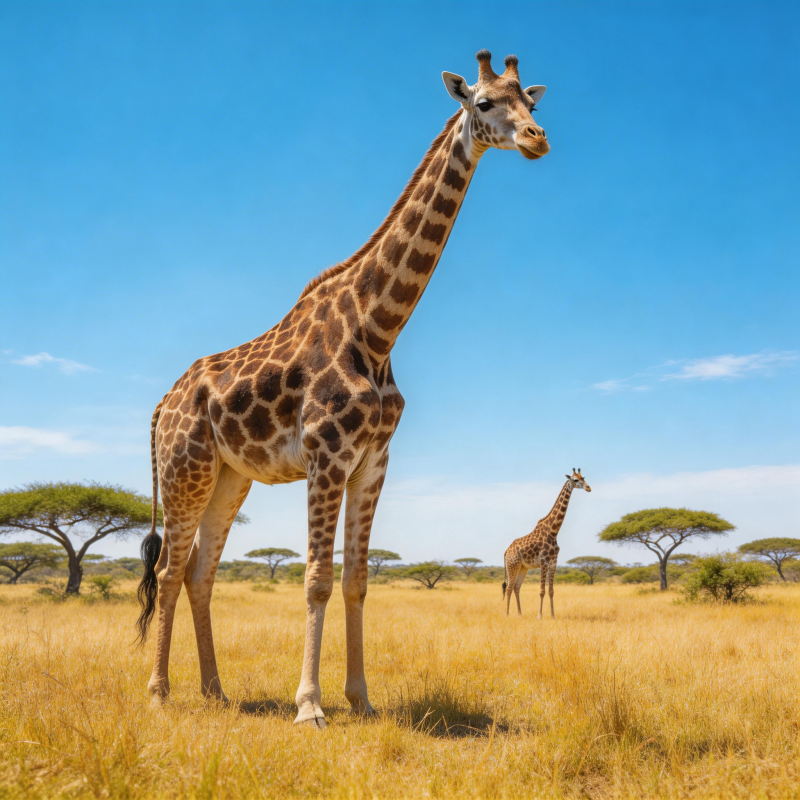 草原上的长颈鹿图片