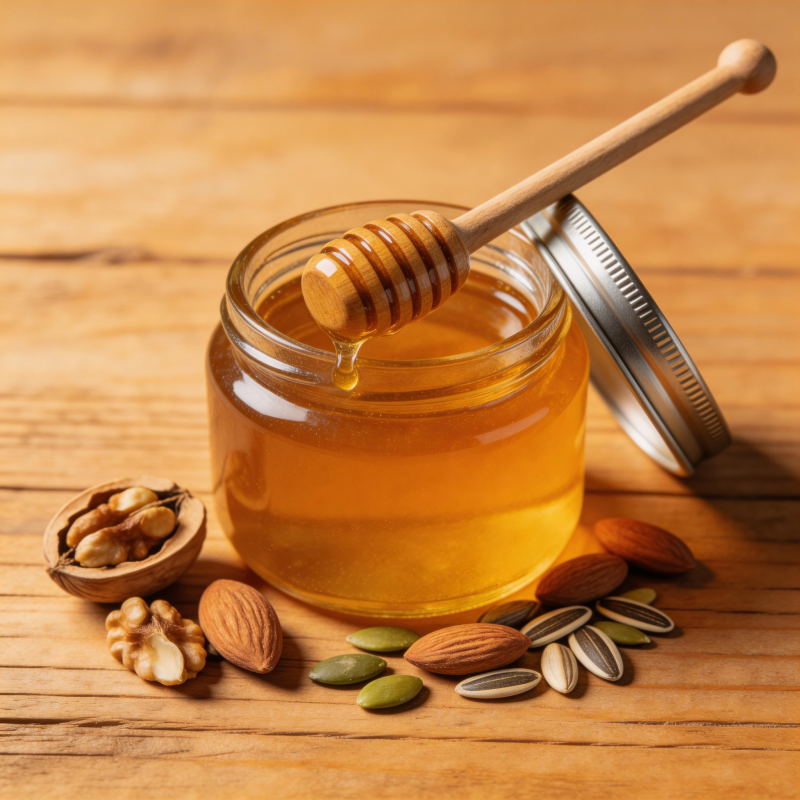 蜂蜜坚果木桌图片