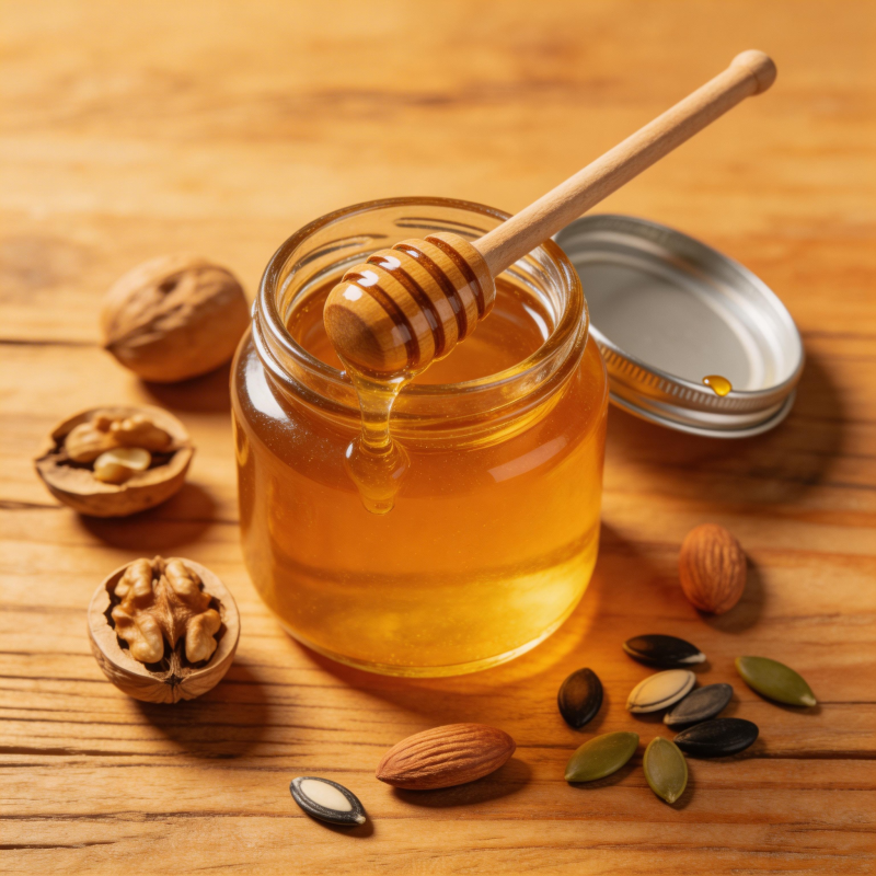 蜂蜜坚果木桌图片