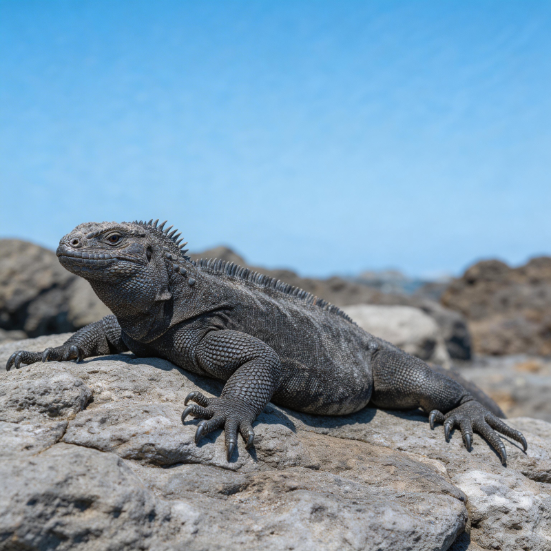 岩蜥静卧石上图片