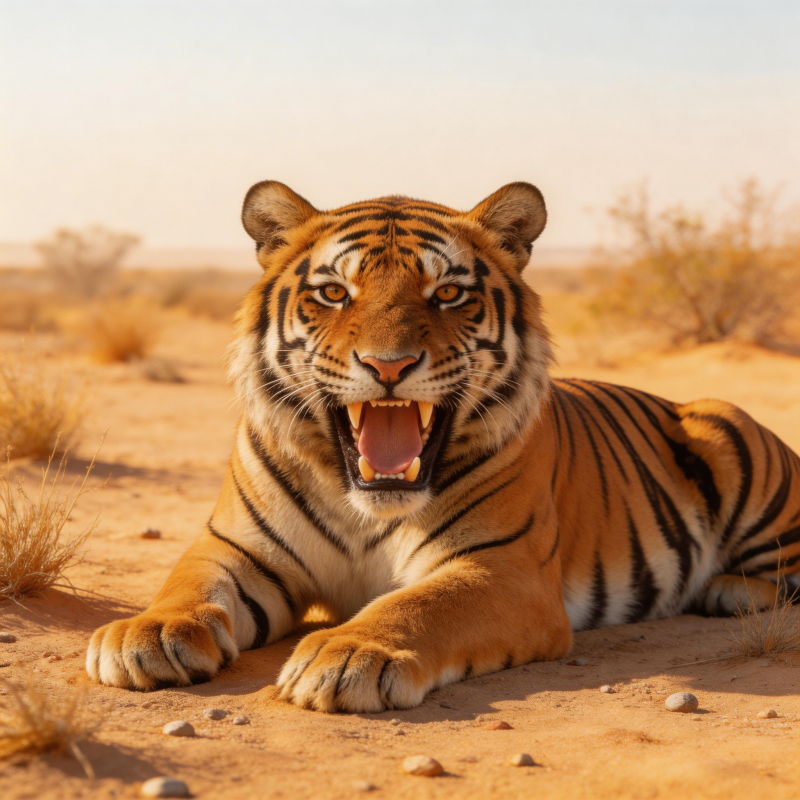 沙漠中的咆哮虎图片