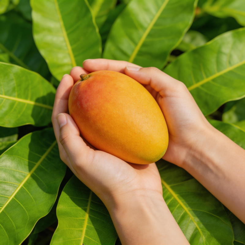 双手捧着芒果图片