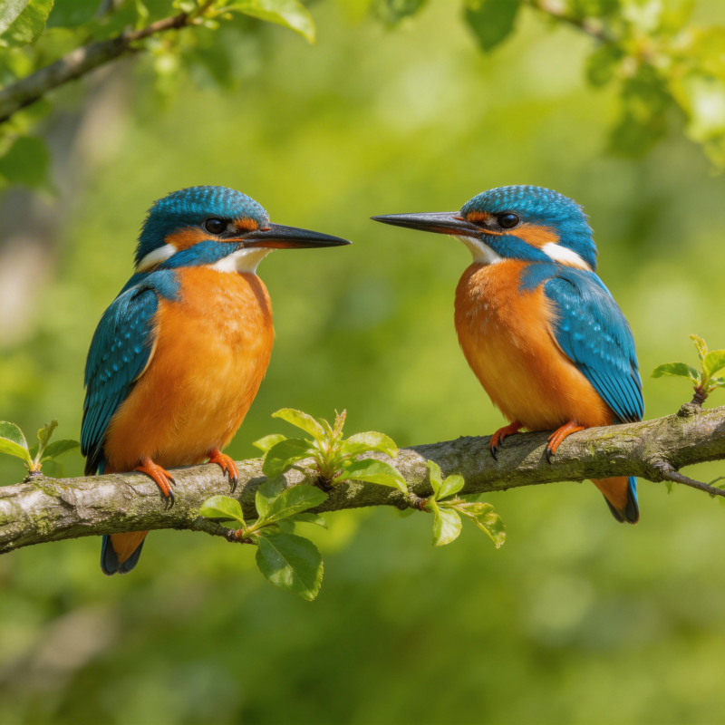 翠鸟双栖枝头图片