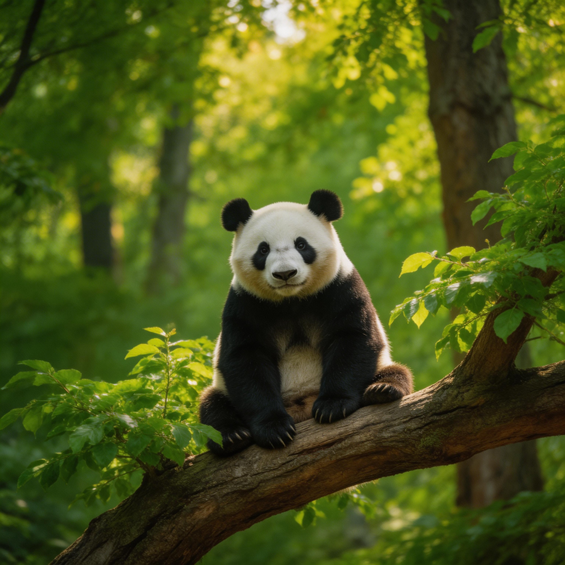 熊猫树上休憩图片