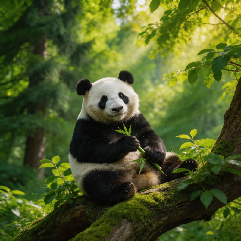 熊猫树上吃竹子图片