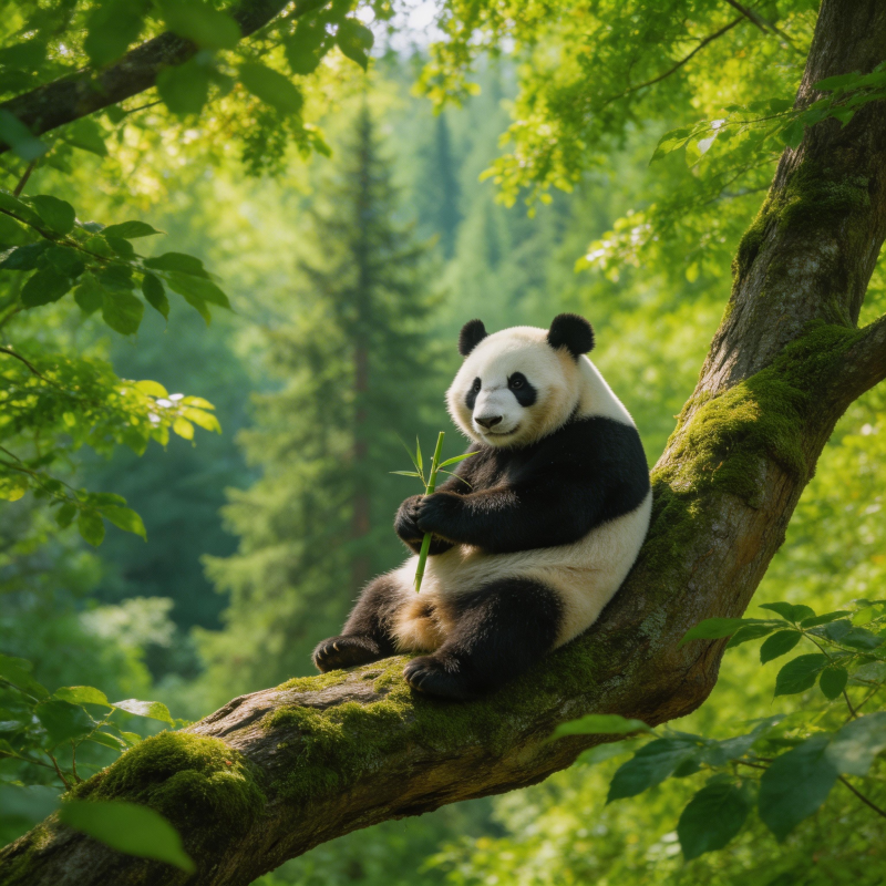 熊猫树上吃竹子图片