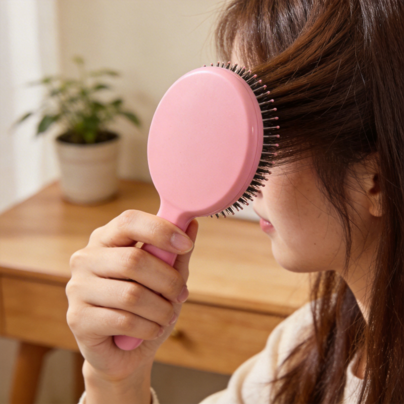 粉色梳子梳头图片