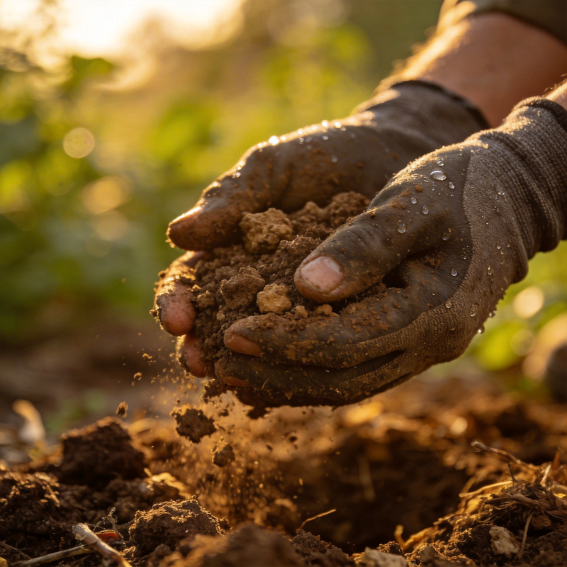 手捧泥土 耕耘希望图片