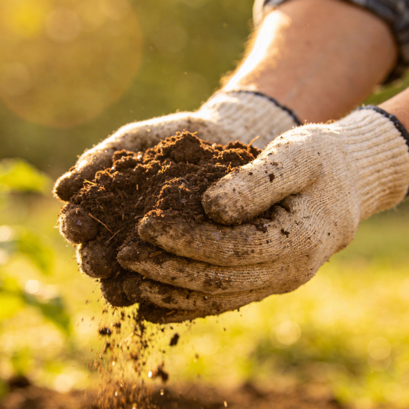 双手捧土 生机盎然图片
