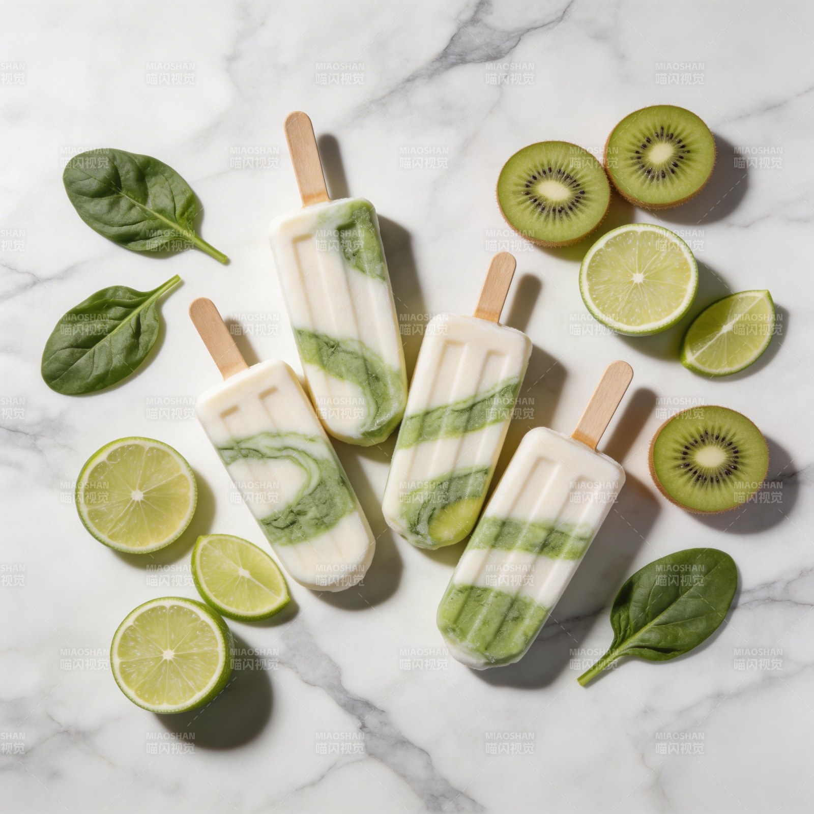 清新绿意冰棒图片